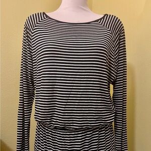 MICHAEL Michael Kors Black and White Striped Midi Dress Size Small